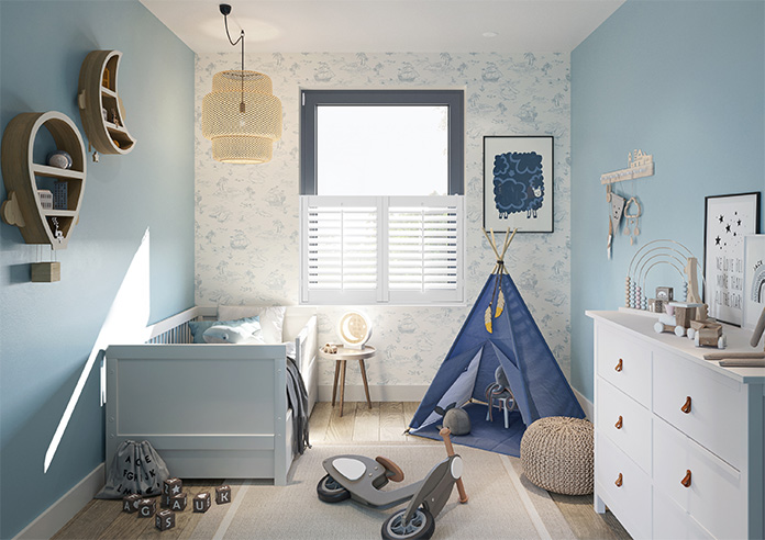 Bromley, Nimbus Grey - Cafe Style Plantation Shutter - Image 8